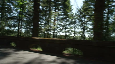 Left Rear Three Quarter view of a Driving Plate: Car traveling east on Oregon's Stock Footage 59298687