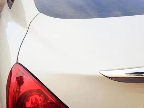 Left rear view of clean white car Stock Photos