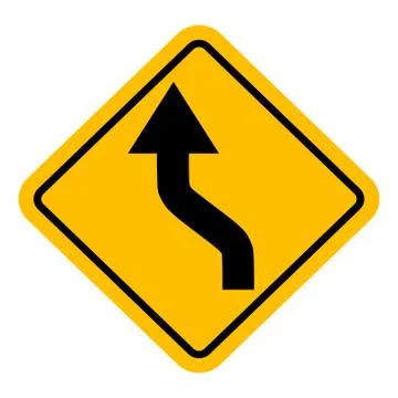 Left reverse curve traffic symbol vector background. 스톡 일러스트