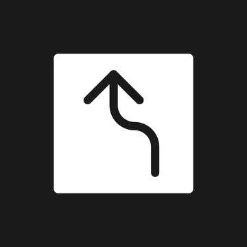 Left reverse turn arrow dark mode glyph ui icon Stock Illustration