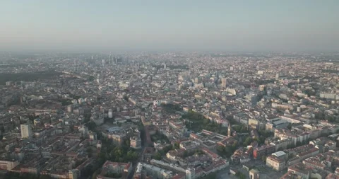 Left to Right Aerial Flight from Navigli Toward Central Milan, Italy Stock-Footage 344470389