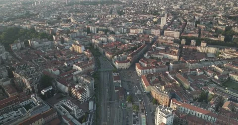 Left to Right Aerial Flight Over Navigli and Porta Genova, Milan, Italy Stock-Footage 344470055