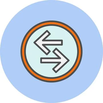 Left Right Arrow Line Filled Circle Icon Stock Illustration