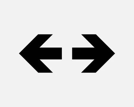 Left Right Arrow Pointing Direction Two Double Decision Sign Icon Symbol Vector Stock Illustration