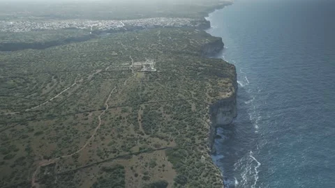 Left-to-Right Drone Flyby Over Menorca Coast and Mediterranean Sea Stock Footage 344182889