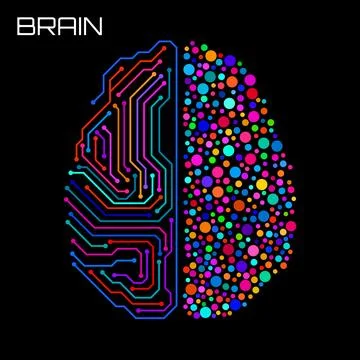 Left right human brain concept. Logic part and creative part, analytical vs.. Stock Illustration