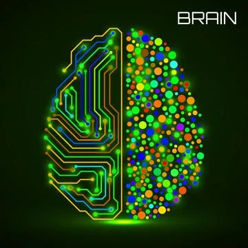 Left right human brain concept. Logic part and creative part, analytical vs.. Stock Illustration