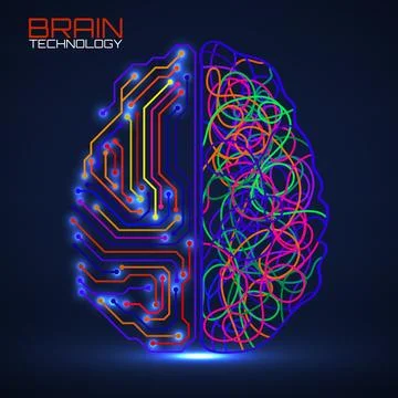Left right human brain concept. Logic part and creative part, analytical vs c Stock Illustration