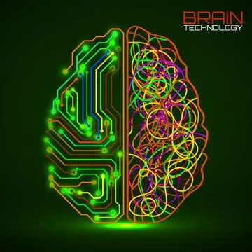 Left right human brain concept. Logic part and creative part, analytical vs c Stock Illustration