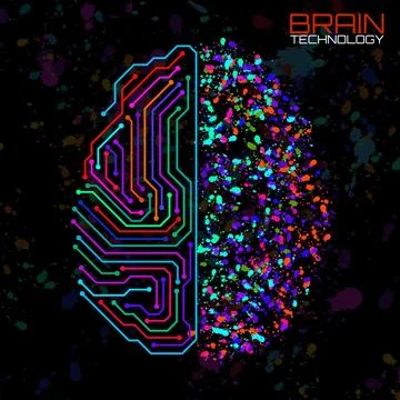 Left right human brain concept. Logic part and creative part, analytical vs c Stock Illustration