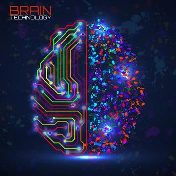 Left right human brain concept. Logic part and creative part, analytical vs.. Stock Illustration