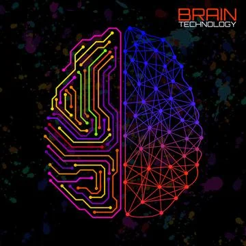 Left right human brain concept. Logic part and creative part, analytical vs c Stock Illustration