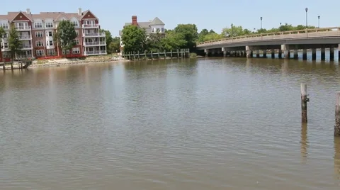 Left to Right Pan Of A Bridge And A Rotting Dock 動画素材 57235500