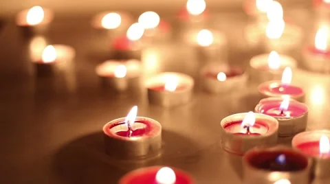 Left to right pan of candles Stock Footage 43103282