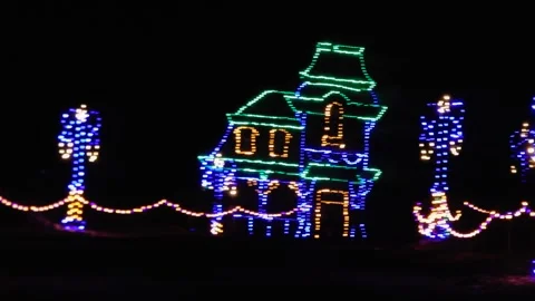 Left To Right Pan Of Christmas Decorations Outdoors Stock Footage 248180577