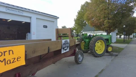 Left To Right Pan Of Corn Maze Tractor Ride Area St Clair County Michigan Stock Footage 255055953