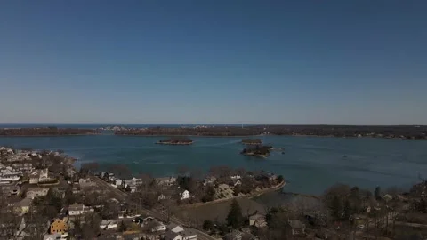 Left to right pan of Crow Point, a neighborhood in Hingham, MA USA, Stock Footage 151513485