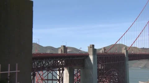 Left to Right pan of Golden Gate Bridge Stock Footage 10844970
