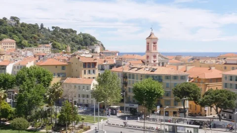 Left to right pan over the skyline of Nice, France Stock Footage 112004850