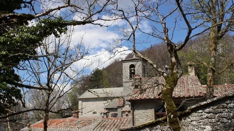 Left-right pan view of the Church of the sanctuary dedicated to St. Francis Stock-Footage 75178953