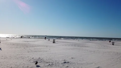 Left To Right Pan Of White Sandy Beach Stock Footage 127375319