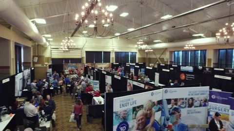 Left to right panning video of booth Stock Footage 136484582