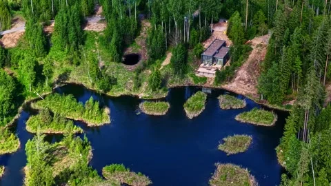 Left right panorama Idyllic aerial of exclusive Amatciems property Stock Footage 336689436