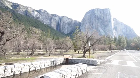 Left to right panorama of Yosemite Valley and El Capitan from Southside Drive Stock Footage 241963155