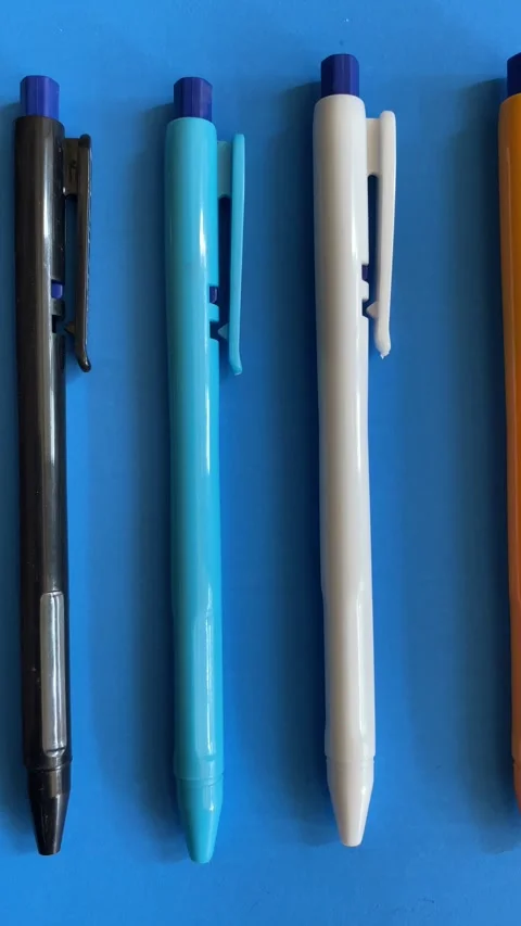 Left to Right Top View of Ball Pens Stock Footage 293949667