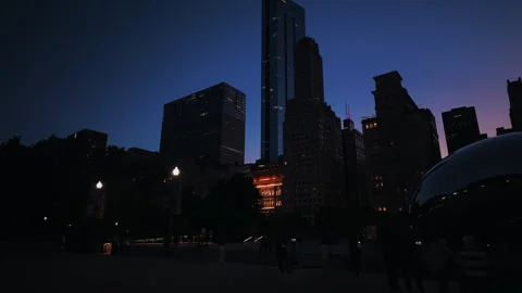 Left to right twilight transition hyperlapse of Cloud Gate (The Bean) and Stock Footage 346252905