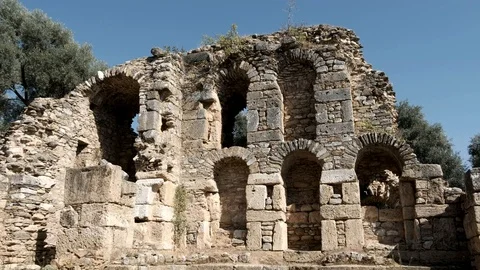 Left to right view of ancient library of NYSA ancient city Stock Footage 117807483