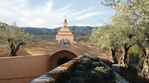 A left to right view of winery place where pot fills frame Stock Footage 35439811