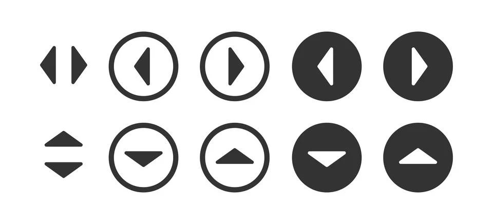 Left, rigth, up, down arrows icon. Pointer symbol. Sign app button vector. Stock Illustration