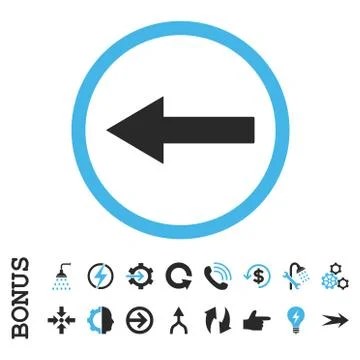 Left Rounded Arrow Flat Vector Icon With Bonus Stock Illustration
