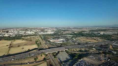 Left Side Cockpit View of Madrid City Taken Early in the Morning, with Jet Stock Footage 342969422