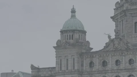 Left side dome of British Columbia Parliament Buildings Stock Footage 127042215