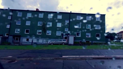 Left side Driving plate Apartment buildings in Molkom Video stock 247394207