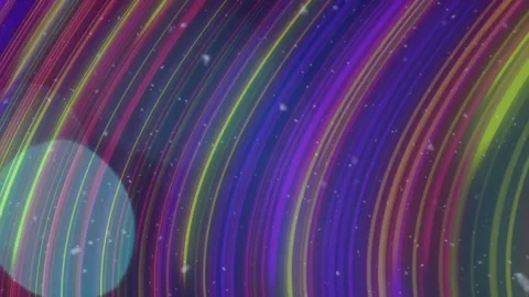 On left-side entry colorful neon arcs sweeping diagonally, layering with Stock Footage 322120155