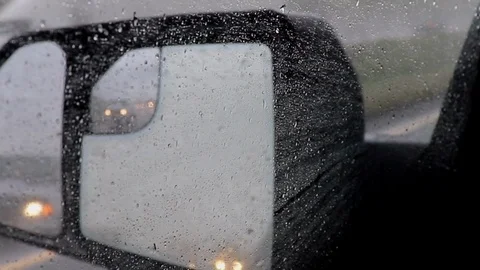 Left side mirror in the rain Video stock 97295985