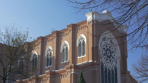 Left side of Montebelluna cathedral- 4k Stock Footage 99253793