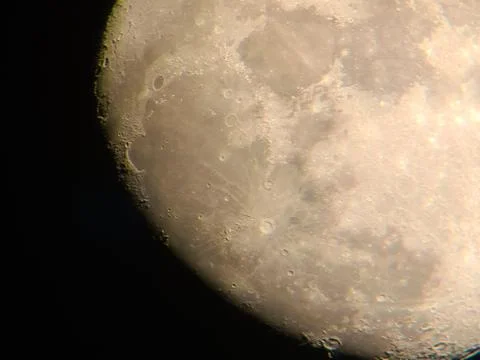 Left side of the moon close up Stock Photos