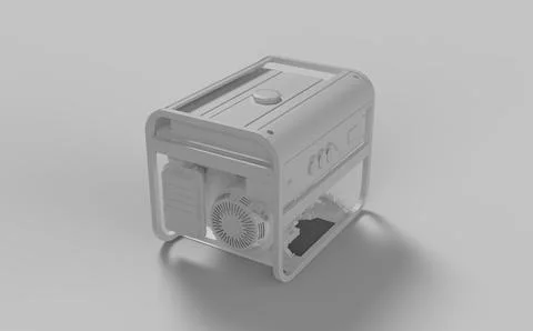 Left side perspective view diesel oil power electricity generator with AKB in Stock Illustration