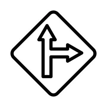 Left side road icon linear logo mark in black and white Stock Illustration