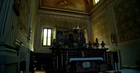Left Side Tilt Up to Ceiling of Church of San Giovanni Domnarum Stock Footage 204040019