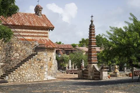 Left side view of Altos de Chavon church Stock Photos