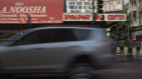 Left Side view of a Driving Plate: Car travels on South Broadway in Los Angeles, Stock Footage 59336484