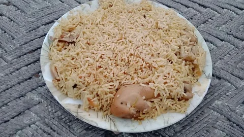 Left-Side View of a Richly Prepared Biryani Plate 動画素材 346983440