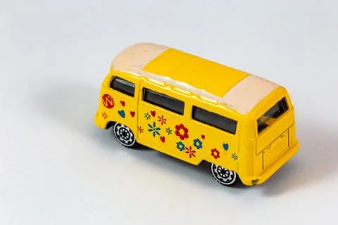 Left side of yellow mini van Stock Photos