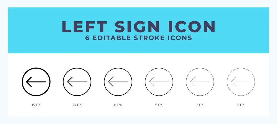 Left sign icon set with different stroke. Vector illustration with editable.. Stock Illustration