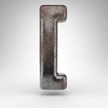 Left square bracket symbol on white background. Rusty metal 3D sign with oxid Stock Illustration